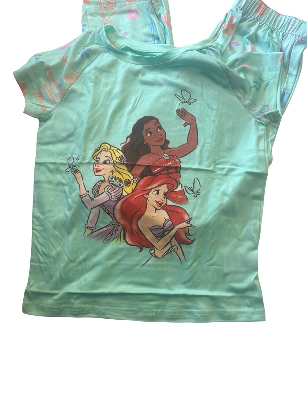 Disney Girls Mint Green Princess Sleep Set with Ariel, Rapunzel & Moana
